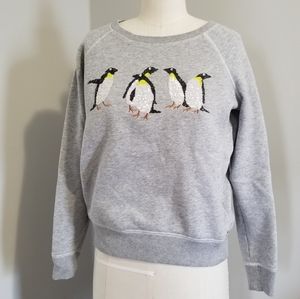 American Eagle Sequin Christmas Holiday Penguin Sweatshirt